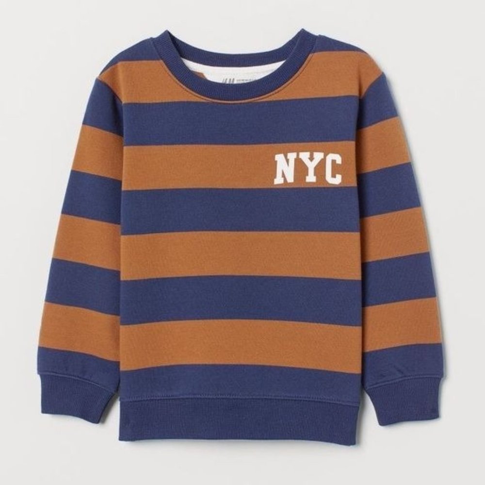 H&M Boys Striped NYC Printed Sweatshirt Size 4-6Y